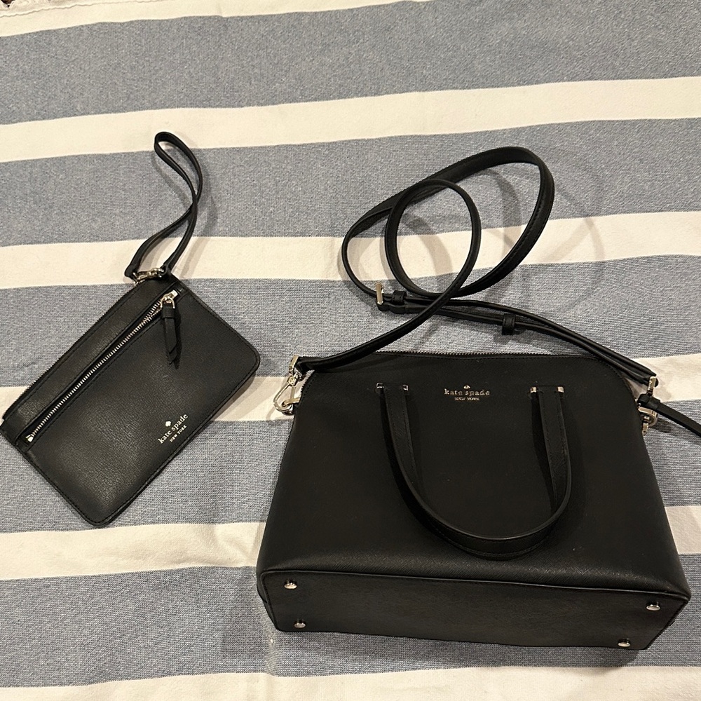 Kate Spade Black Satchel and Wristlet Set